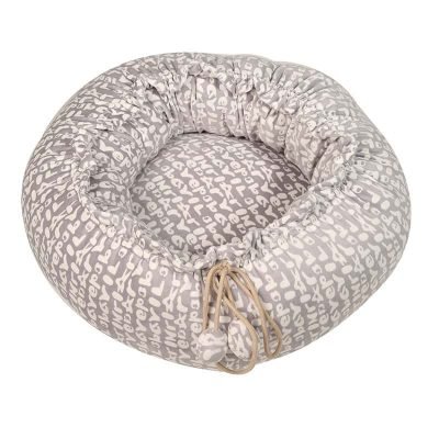 Adjustable Velvet Donut Pet Bed-Grey Pattern