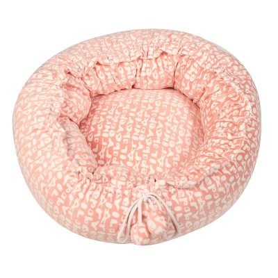 Adjustable Velvet Donut Pet Bed-Pink Pattern