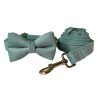 Blue Velvet Bowtie Dog Collar and Leash Set