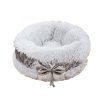 Plush Bowtie Pet Bed-Grey