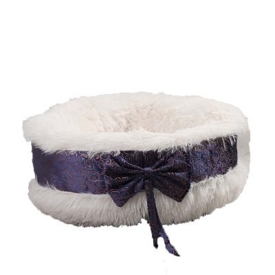 Plush Bowtie Pet Bed-White