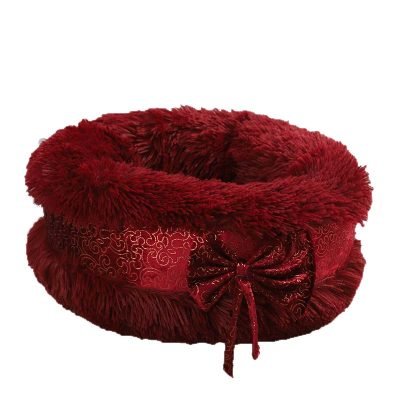 Plush Bowtie Pet Bed-Red