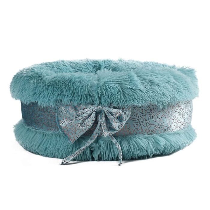 Plush Bowtie Pet Bed-Blue