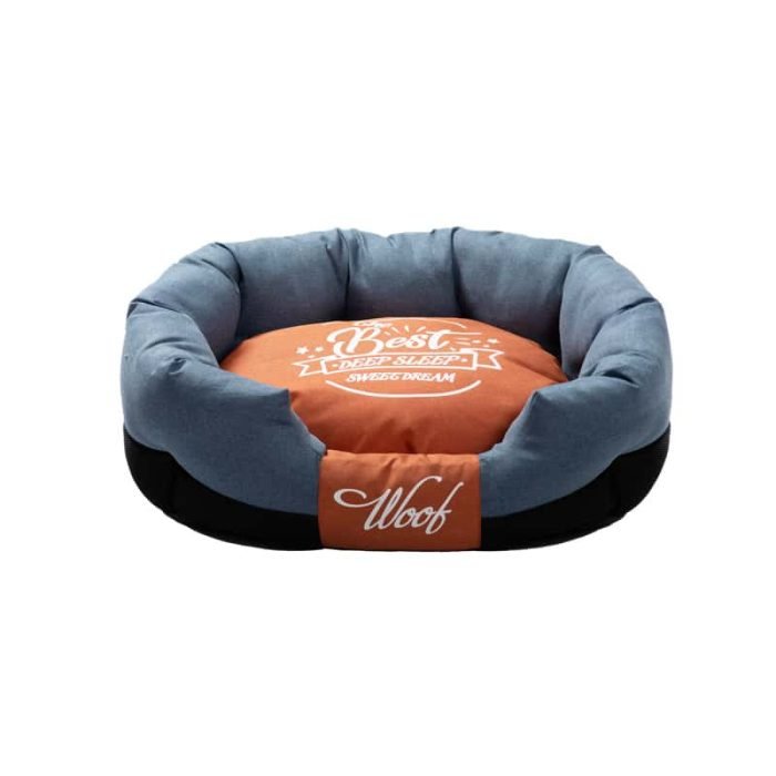 Denin Orange Teflon Dog Bed-Denin and Orange