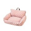 Velvet Dotted Square Pet Sofa-Pink