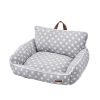 Velvet Dotted Square Pet Sofa-Grey