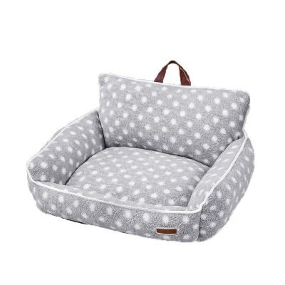 Velvet Dotted Square Pet Sofa-Grey
