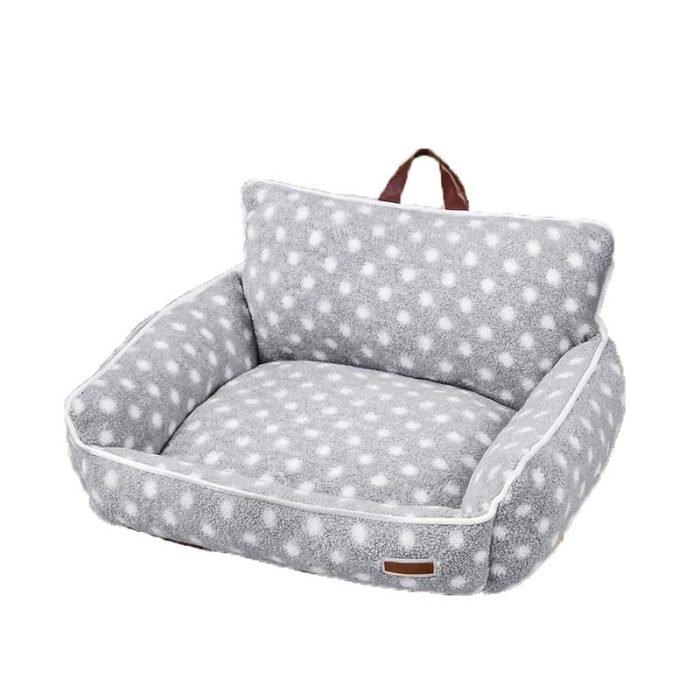 Velvet Dotted Square Pet Sofa-Grey