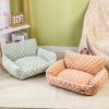Velvet Dotted Square Pet Sofa-Pink