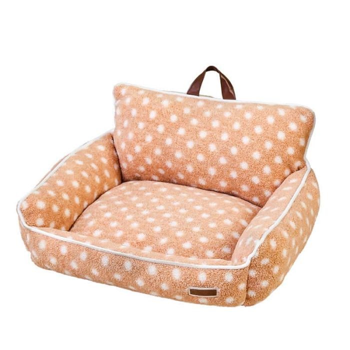 Velvet Dotted Square Pet Sofa-Orange