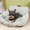 Velvet Dotted Square Pet Sofa-Pink