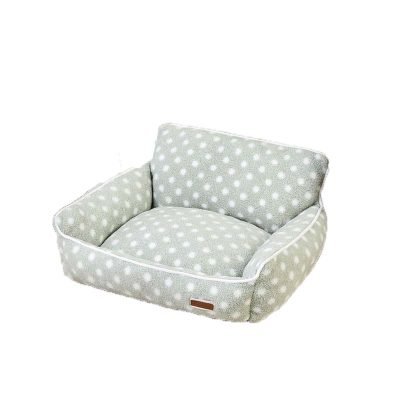 Velvet Dotted Square Pet Sofa-Green