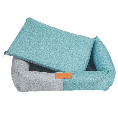 Durable Sponge Filled Square Dog Bed -Blue