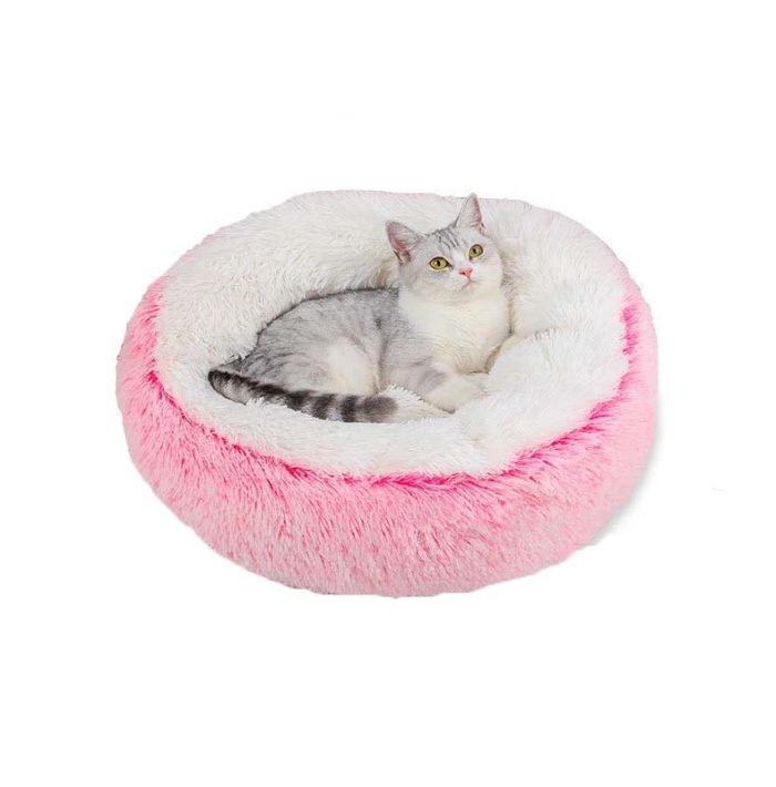 Gradient Color Donut Dog Bed-Pink