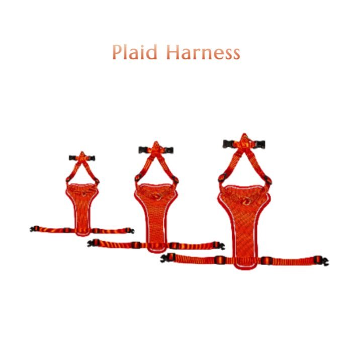 Plaid Nylon Dog Harness-Red