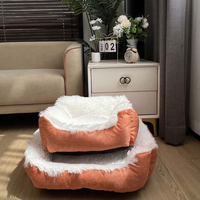 Long Plush Square Dog Bed