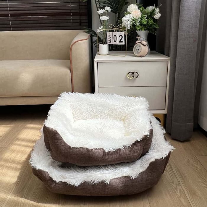 Long Plush Square Dog Bed