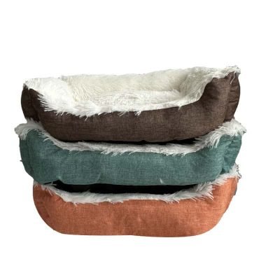 Long Plush Square Dog Bed