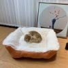 Long Plush Square Dog Bed