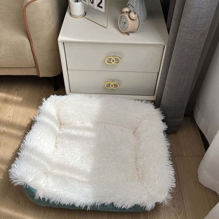 Long Plush Square Dog Bed