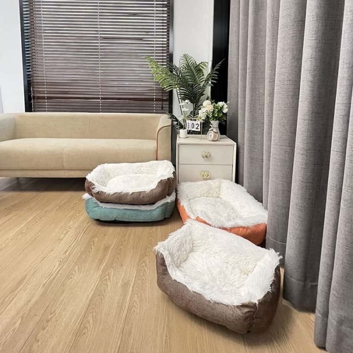 Long Plush Square Dog Bed