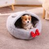 Rabbit Fur Donut Bed With Hood-Grey