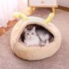 Rabbit Fur Donut Bed With Hood-Grey