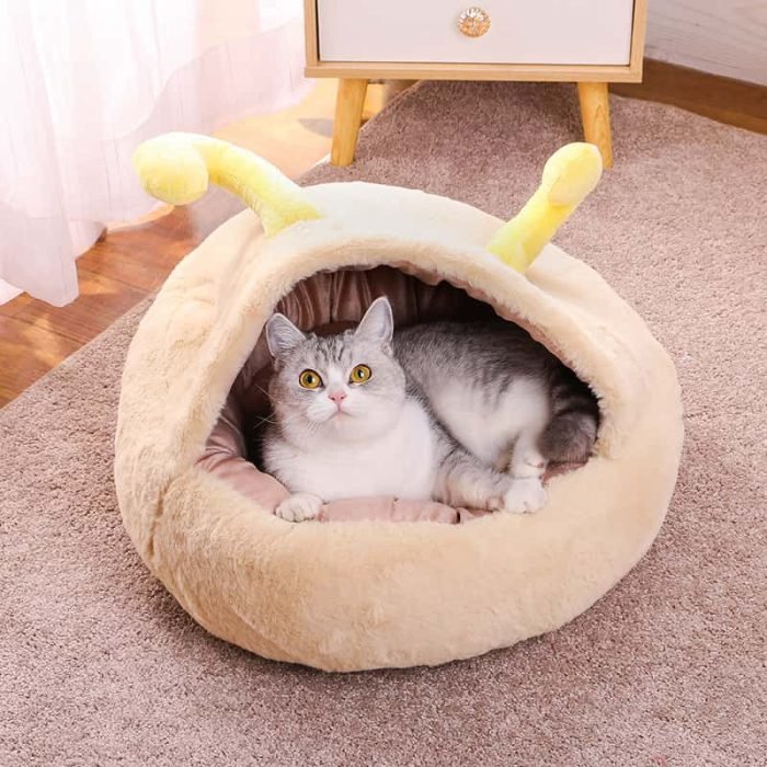 Rabbit Fur Donut Bed With Hood-Grey