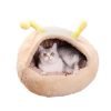 Rabbit Fur Donut Bed With Hood-Yellow