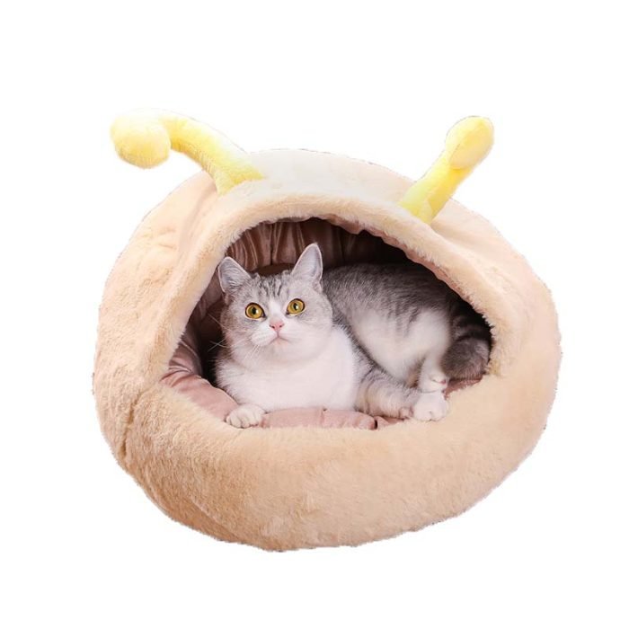 Rabbit Fur Donut Bed With Hood-Yellow