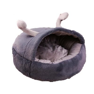 Rabbit Fur Donut Bed With Hood-Grey