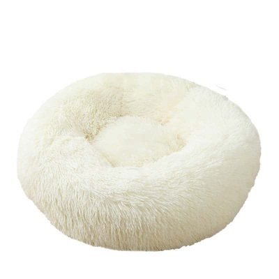 Plush Donut Pet Bed-White