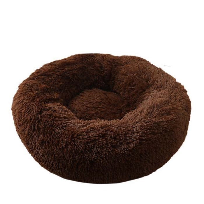 Soft Dobut Dog Bed (8) Plush Donut Pet Bed-Dark Brown