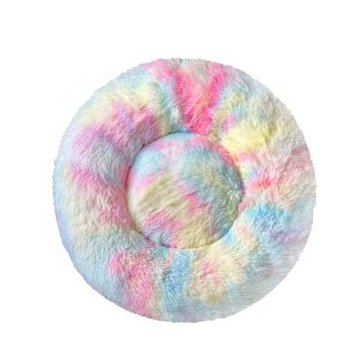 Plush Donut Pet Bed-Tie Dye Raibow