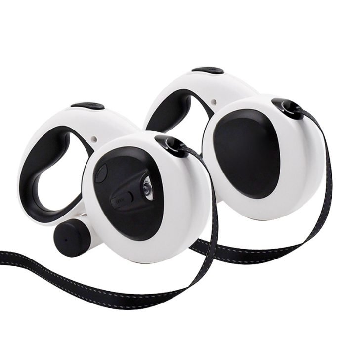 5m Long LED Dog Leash-Black and White