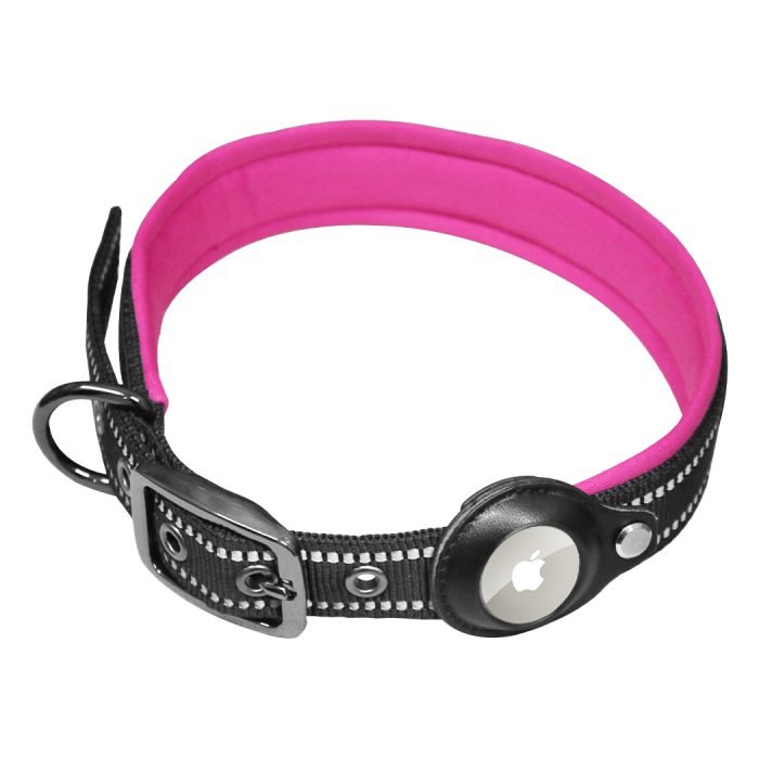 Airtag Adjustable Dog Collar-Fushia