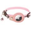 Reflective Airtag Dog Collar With Bell-Pink