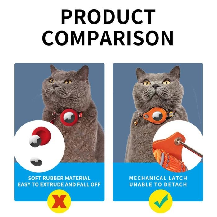 Reflective Airtag Dog Collar With Bell-Red