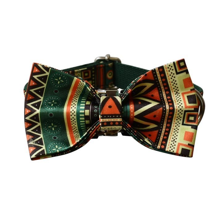 Bohemian Bowtie Dog Collar and Leash Set
