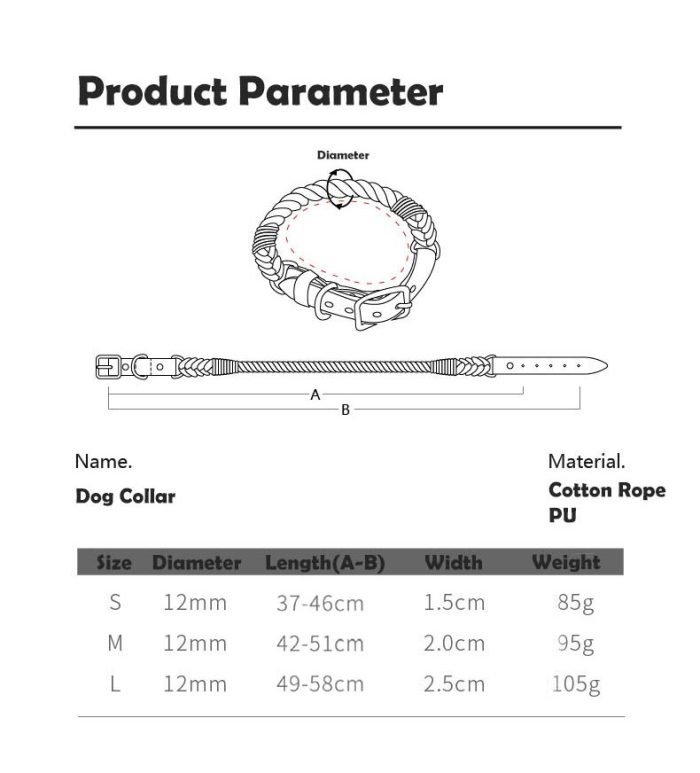 Handmade Leather Knitted Dog Collar-Blue