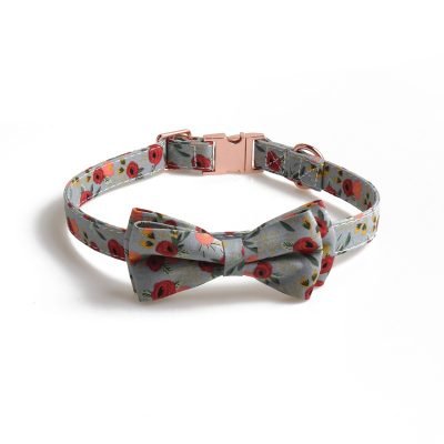 Floral Dog Collar-Grey