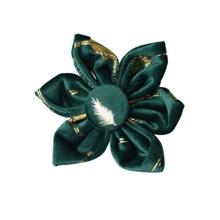 Green Feather Dog Collar and Leash Set