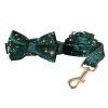 Green Velvet Dog Collar and Leash Set