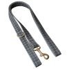 Grey Plaid Bowtie Dog Collar and Leash Set