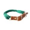 Handmade Leather Knitted Dog Collar-Green
