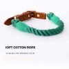 Handmade Leather Knitted Dog Collar-Blue