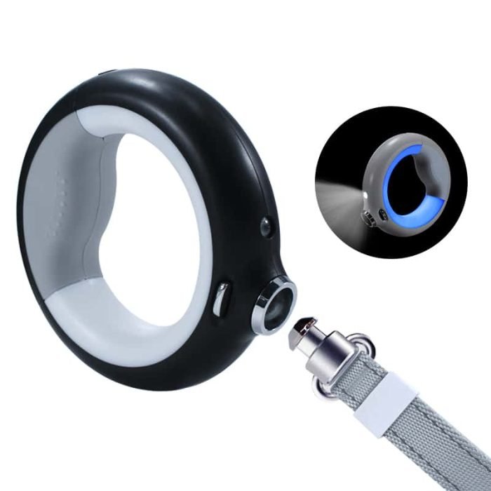 2m Long LED Dog Leash-Black