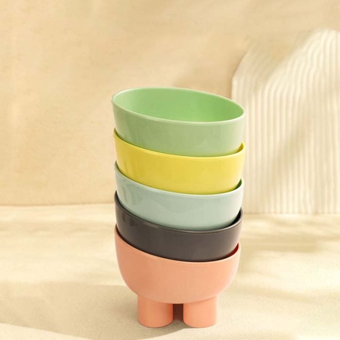 Dopamine Color Cat Elevated Bowls-Grey