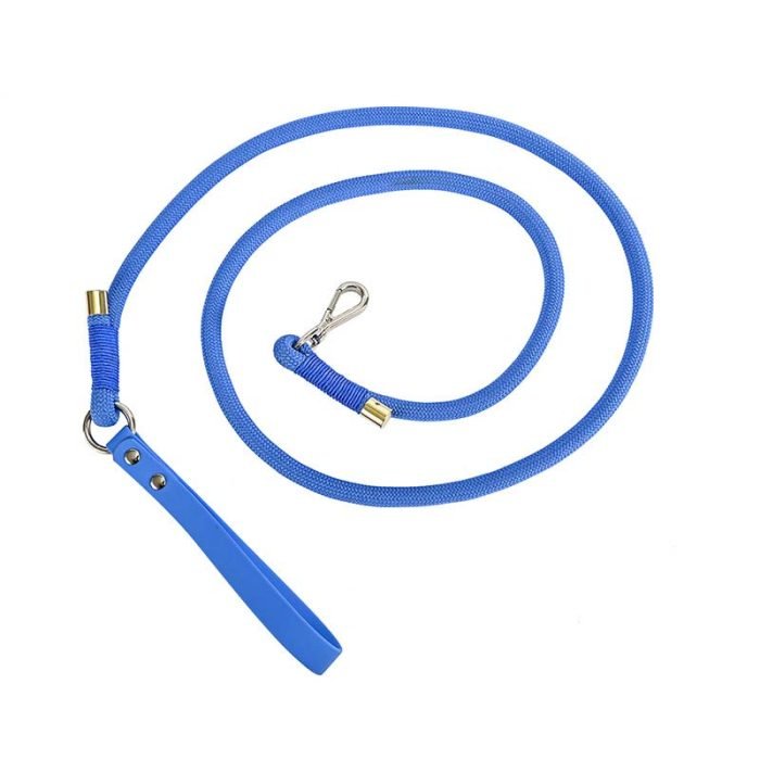 Leather and Nylon Dog Leash-Blue
