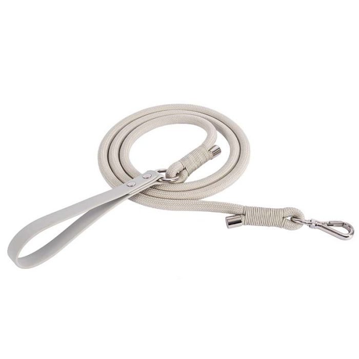 Leather and Nylon Dog Leash-Beige